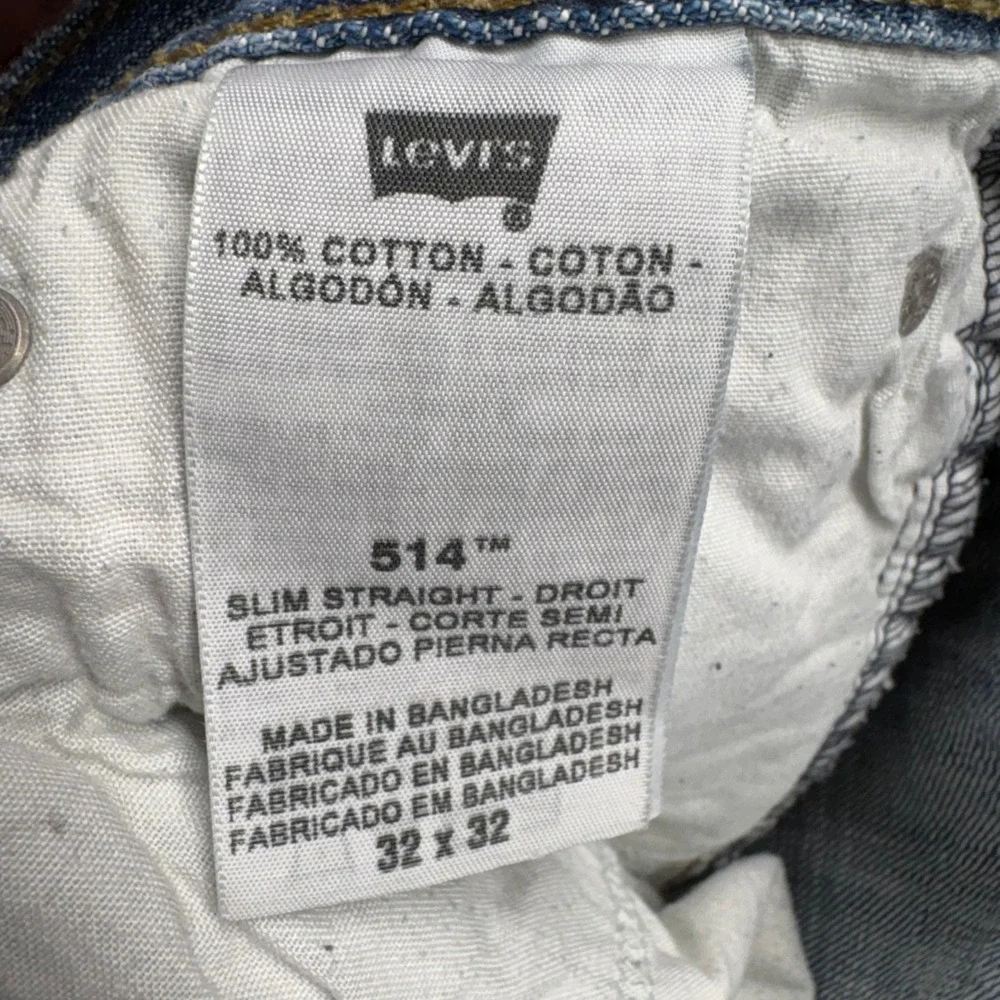 Levis 514 Slim Straight Jeans Men 32x32 Blue Good Zip Fly 100% Cotton